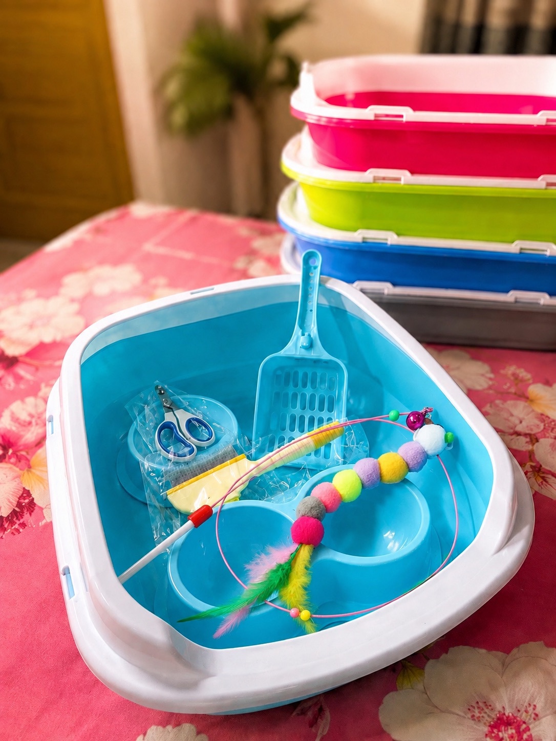 7 in 1 Cat Litter Box Accessories Set with Scoop, Toy & Nail Clipper